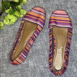 Sam & Libby Pink Purple Orange Striped Flats 10